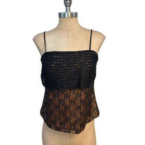 Guy Laroche Paris Black Lace Sleeveless Top Size 40 US 6